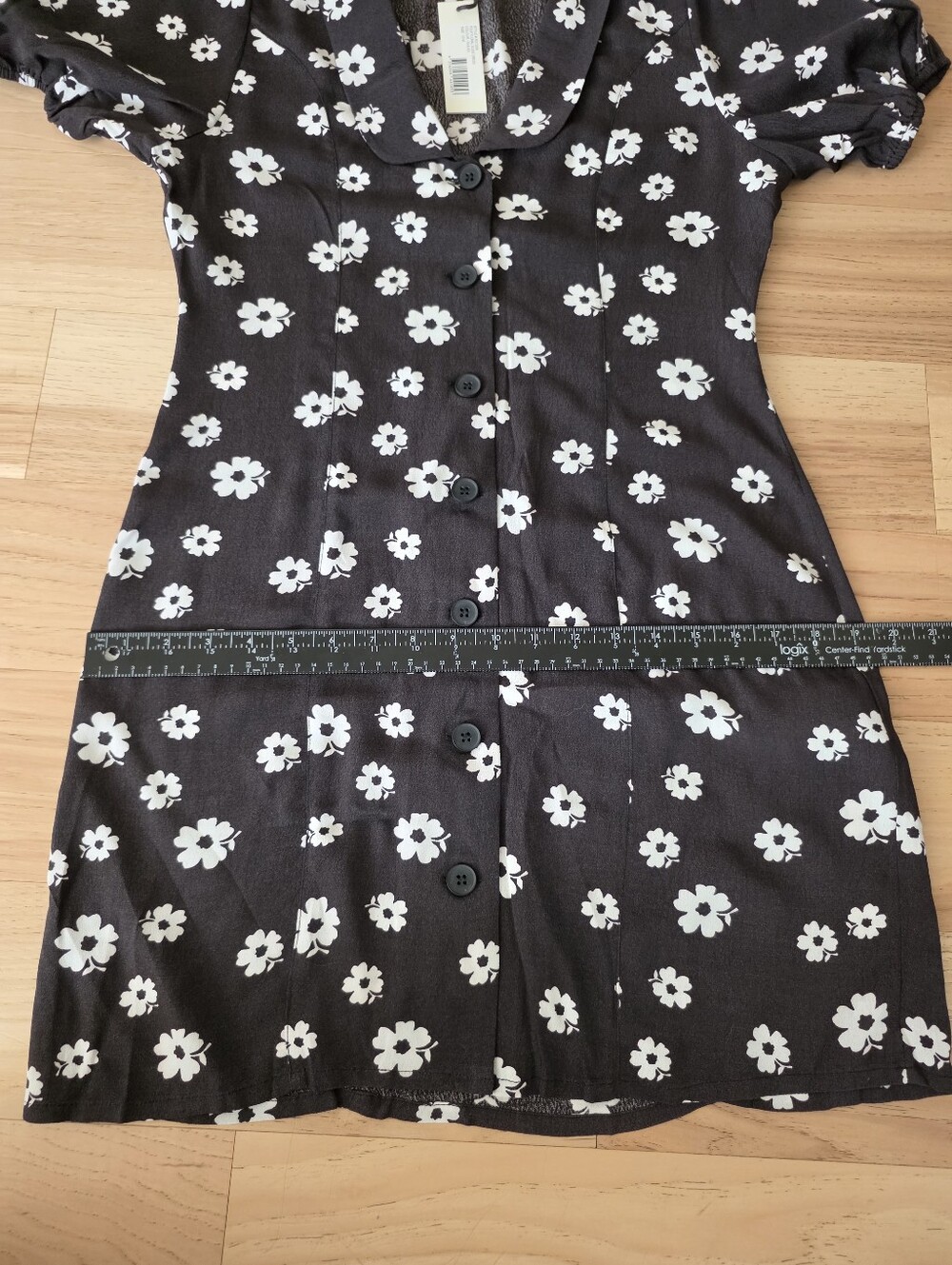 Rolla's Folk Susie Black Floral Button-Front Mini Dress Size M - Picture 14 of 16